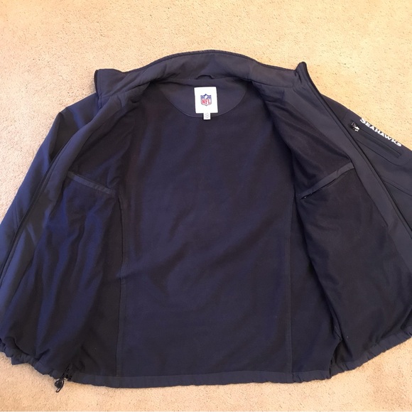 NFL Seattle Seahawks Stadium Jacket Adult Size Large Soft Shell Fleece Dark Blue - Picture 2 of 13